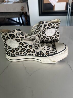Converse High Top Sneakers - Leopard and White